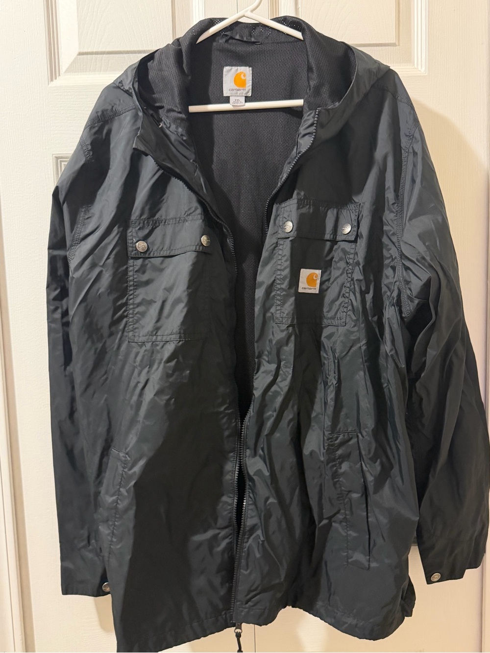 Carhartt Black Hooded Windbreaker Jacket Size 2XL